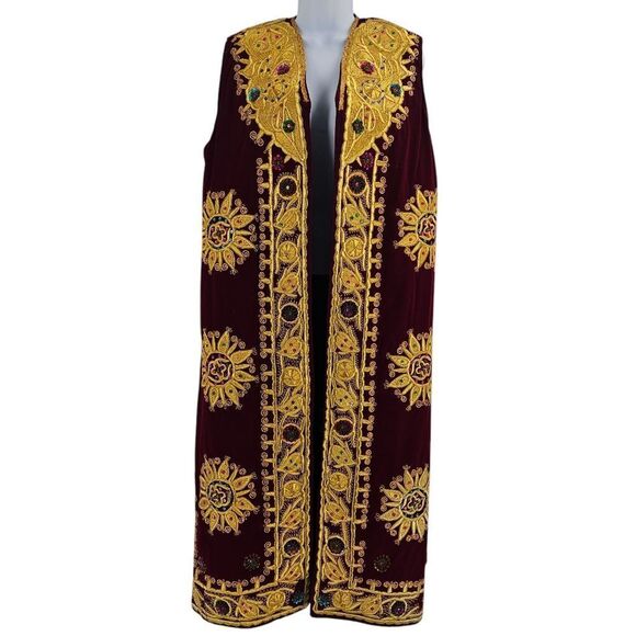 Vintage Uzbek Embroidered Velvet Vest | Mid 20th Century - Picture 1 of 3